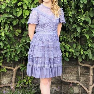 Needle & thread iris dress in lilac